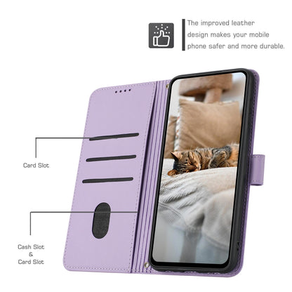 For Motorola Moto G Power 5G 2024 Embossed Kitten Phone Leather Case with Lanyard(Purple) by buy2fix