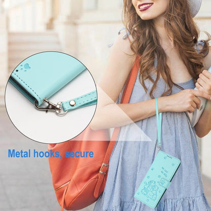 For Samsung Galaxy S25 Ultra 5G Embossed Kitten Phone Leather Case with Lanyard(Mint Green) by buy2fix