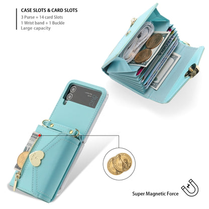 For Samsung Galaxy Z Flip4 POLA Love Buckle Multi-Card Slots Zipper Wallet Phone Case(Blue) - Galaxy Z Flip4 5G Cases by POLA | Online Shopping UK | buy2fix