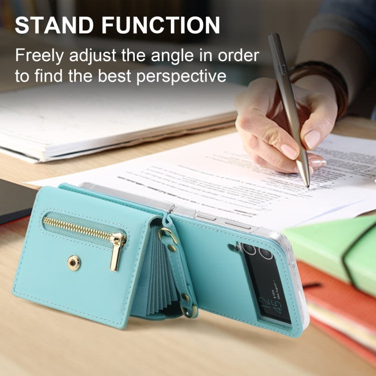 For Samsung Galaxy Z Flip4 POLA Love Buckle Multi-Card Slots Zipper Wallet Phone Case(Blue) - Galaxy Z Flip4 5G Cases by POLA | Online Shopping UK | buy2fix