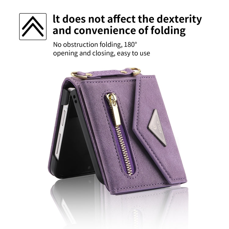 For Samsung Galaxy Z Flip4 POLA Skin Feel Multi-Card Slots Zipper Wallet Phone Case(Purple) - Galaxy Z Flip4 5G Cases by POLA | Online Shopping UK | buy2fix