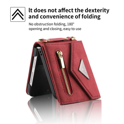 For Samsung Galaxy Z Flip4 POLA Skin Feel Multi-Card Slots Zipper Wallet Phone Case(Red) - Galaxy Z Flip4 5G Cases by POLA | Online Shopping UK | buy2fix