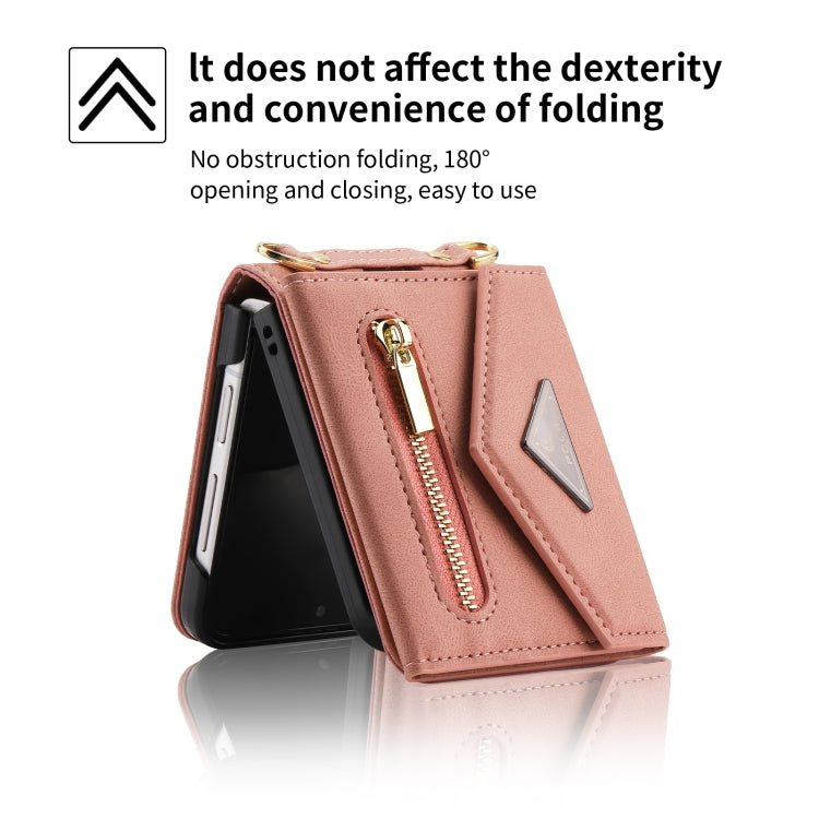 For Samsung Galaxy Z Flip4 POLA Skin Feel Multi-Card Slots Zipper Wallet Phone Case(Rose Gold) - Galaxy Z Flip4 5G Cases by POLA | Online Shopping UK | buy2fix