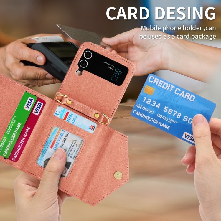 For Samsung Galaxy Z Flip4 POLA Skin Feel Multi-Card Slots Zipper Wallet Phone Case(Rose Gold) - Galaxy Z Flip4 5G Cases by POLA | Online Shopping UK | buy2fix