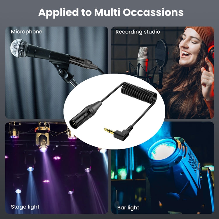 3.5mm to XLR Female Gold Plated Connector Copper Core Right Angle Coiled Audio Cable, Length: 0.5m by buy2fix