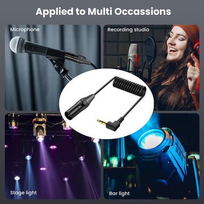 3.5mm to XLR Female Gold Plated Connector Copper Core Right Angle Coiled Audio Cable, Length: 0.5m by buy2fix