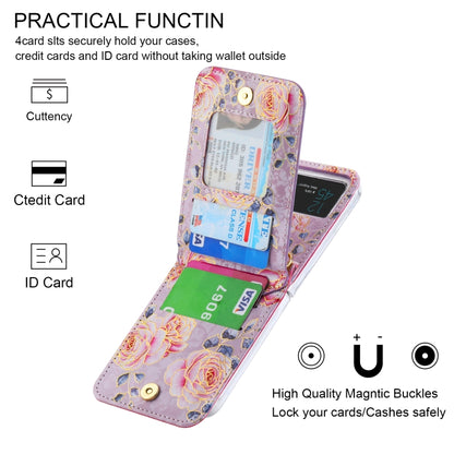 For Samsung Galaxy Z Flip4 POLA Rose Pattern Multi-Card Slots Zipper Wallet Phone Case(Purple) - Galaxy Z Flip4 5G Cases by POLA | Online Shopping UK | buy2fix