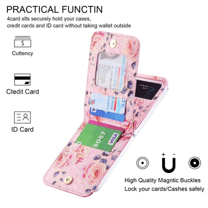 For Samsung Galaxy Z Flip4 POLA Rose Pattern Multi-Card Slots Zipper Wallet Phone Case(Cyan) - Galaxy Z Flip4 5G Cases by POLA | Online Shopping UK | buy2fix