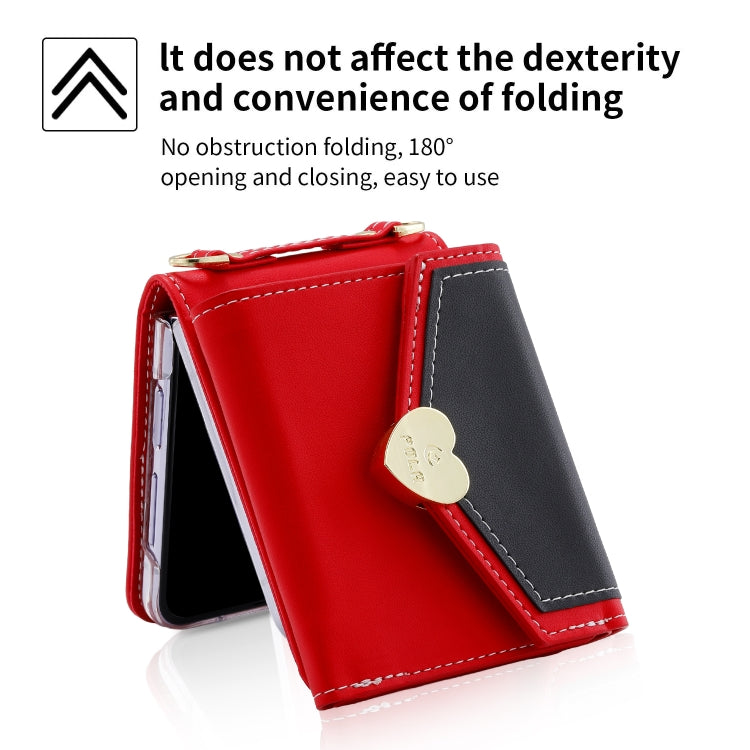 For Samsung Galaxy Z Flip5 POLA Color Block Love Buckle Multi-Card Slots Wallet Phone Case(Red) - Galaxy Z Flip5 Cases by POLA | Online Shopping UK | buy2fix