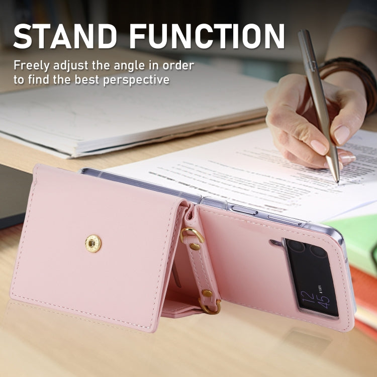 For Samsung Galaxy Z Flip4 POLA Color Block Love Buckle Multi-Card Slots Wallet Phone Case(Pink) - Galaxy Z Flip4 5G Cases by POLA | Online Shopping UK | buy2fix