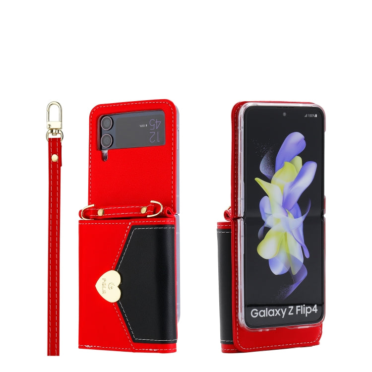 For Samsung Galaxy Z Flip3 5G POLA Color Block Love Buckle Multi-Card Slots Wallet Phone Case(Red) - Galaxy Phone Cases by POLA | Online Shopping UK | buy2fix