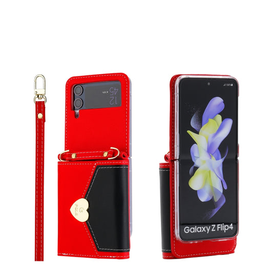 For Samsung Galaxy Z Flip3 5G POLA Color Block Love Buckle Multi-Card Slots Wallet Phone Case(Red) - Galaxy Phone Cases by POLA | Online Shopping UK | buy2fix
