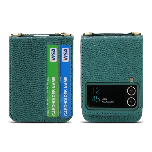 For Samsung Galaxy Z Flip4 POLA Light Luxury Card Slots Leather Phone Case(Green) - Galaxy Z Flip4 5G Cases by POLA | Online Shopping UK | buy2fix