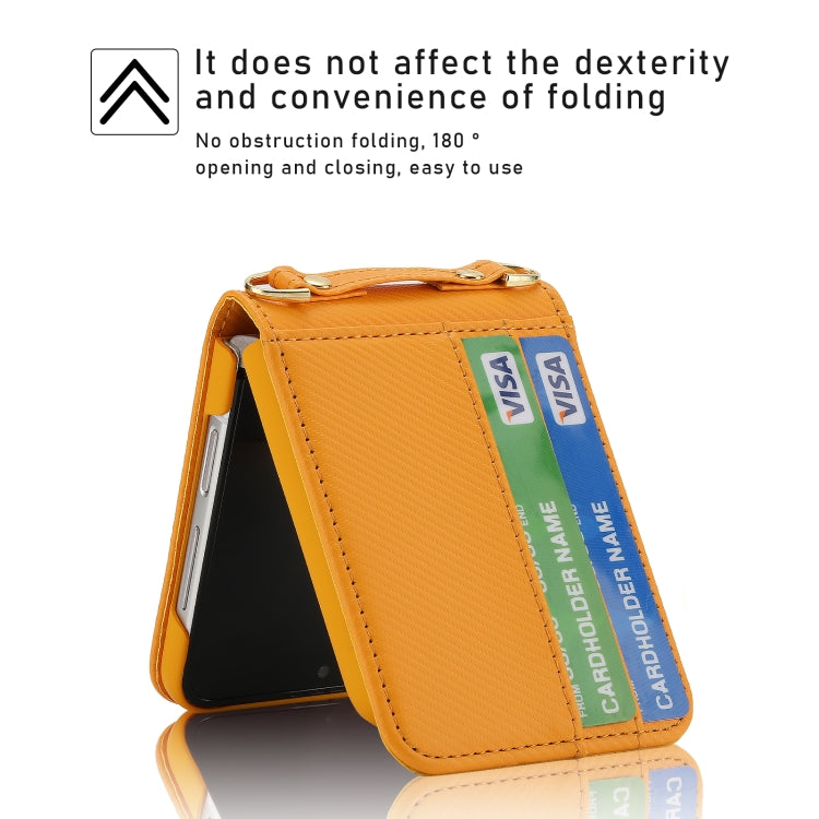 For Samsung Galaxy Z Flip4 POLA Light Luxury Card Slots Leather Phone Case(Yellow) - Galaxy Z Flip4 5G Cases by POLA | Online Shopping UK | buy2fix