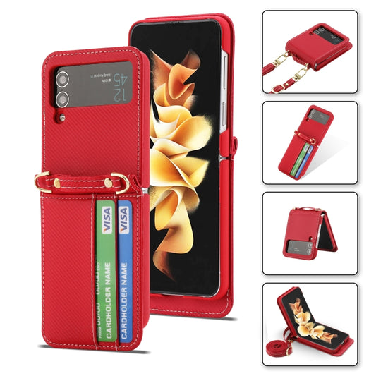 For Samsung Galaxy Z Flip4 POLA Light Luxury Card Slots Leather Phone Case(Red) - Galaxy Z Flip4 5G Cases by POLA | Online Shopping UK | buy2fix