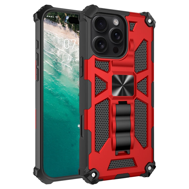 For iPhone 16 Pro Armor Shockproof TPU + PC Magnetic Phone Case with Holder(Red) - iPhone 16 Pro Cases by buy2fix | Online Shopping UK | buy2fix