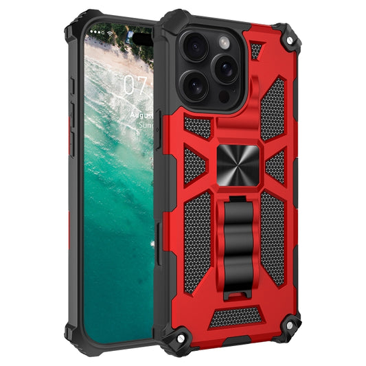 For iPhone 16 Pro Armor Shockproof TPU + PC Magnetic Phone Case with Holder(Red) - iPhone 16 Pro Cases by buy2fix | Online Shopping UK | buy2fix