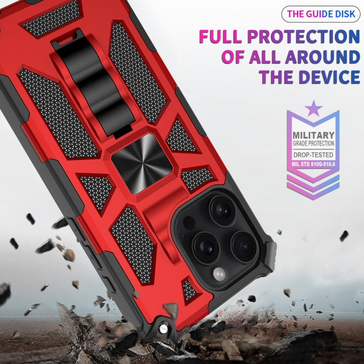 For iPhone 16 Pro Armor Shockproof TPU + PC Magnetic Phone Case with Holder(Red) - iPhone 16 Pro Cases by buy2fix | Online Shopping UK | buy2fix