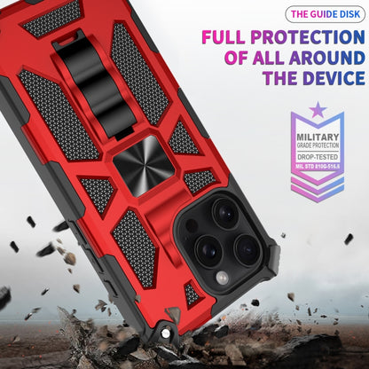 For iPhone 16 Pro Armor Shockproof TPU + PC Magnetic Phone Case with Holder(Red) - iPhone 16 Pro Cases by buy2fix | Online Shopping UK | buy2fix