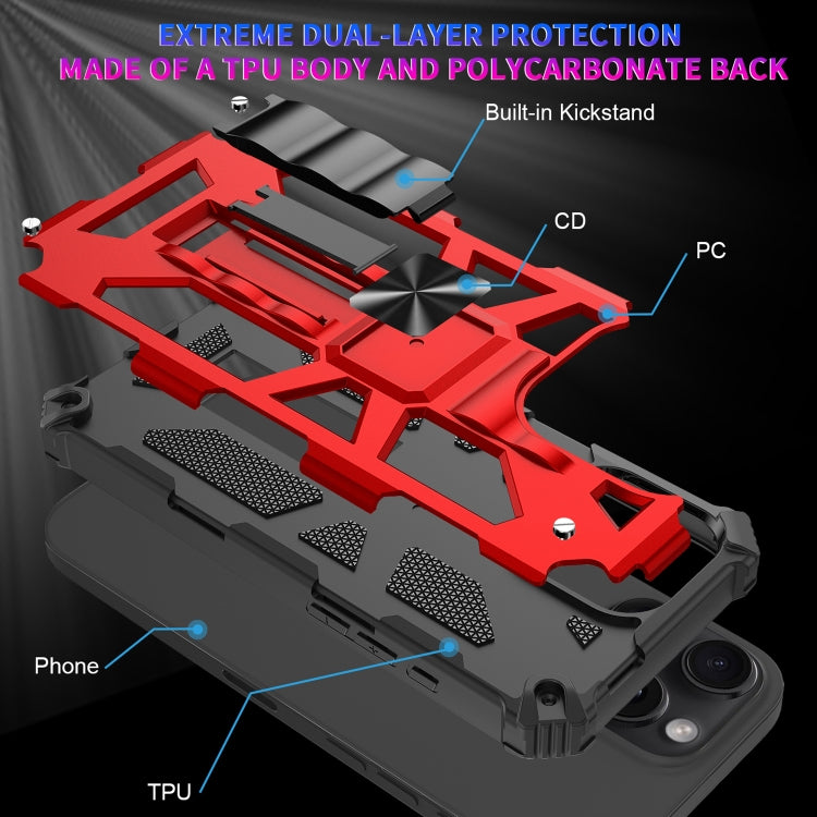 For iPhone 16 Pro Armor Shockproof TPU + PC Magnetic Phone Case with Holder(Red) - iPhone 16 Pro Cases by buy2fix | Online Shopping UK | buy2fix