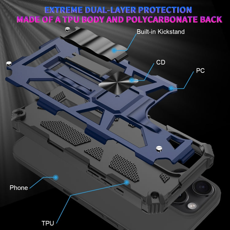 For iPhone 16 Pro Armor Shockproof TPU + PC Magnetic Phone Case with Holder(Blue) - iPhone 16 Pro Cases by buy2fix | Online Shopping UK | buy2fix