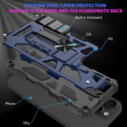 For iPhone 16 Pro Armor Shockproof TPU + PC Magnetic Phone Case with Holder(Blue) - iPhone 16 Pro Cases by buy2fix | Online Shopping UK | buy2fix