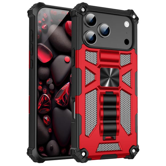 For iPhone 18 Pro Max / 17 Pro Max Armor Shockproof TPU + PC Magnetic Phone Case with Holder(Red)