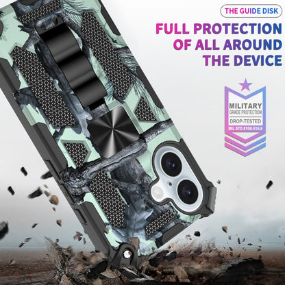 For iPhone 16 Plus Camouflage Armor Kickstand TPU + PC Magnetic Phone Case(Mint Green) - iPhone 16 Plus Cases by buy2fix | Online Shopping UK | buy2fix