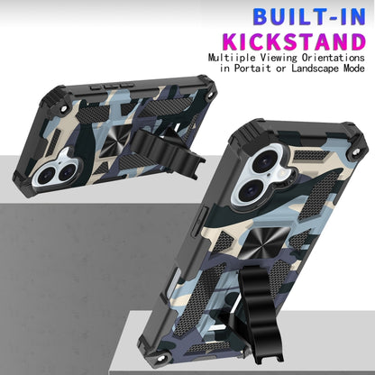 For iPhone 16 Camouflage Armor Kickstand TPU + PC Magnetic Phone Case(Black) - iPhone 16 Cases by buy2fix | Online Shopping UK | buy2fix