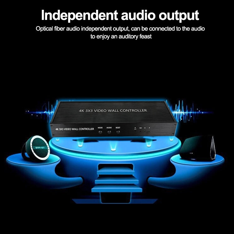 NK-BT88 4K 3x3 HDMI Video Wall Controller Multi-screen Splicing Processor with Remote Controller, Plug:UK Plug by buy2fix