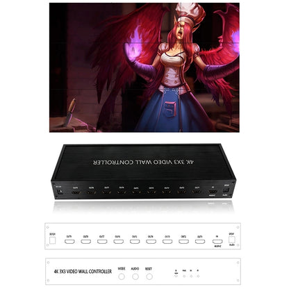 NK-BT88 4K 3x3 HDMI Video Wall Controller Multi-screen Splicing Processor with Remote Controller, Plug:US Plug by buy2fix