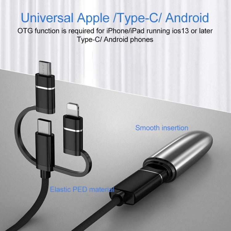 3 in 1 USB Female to Micro USB, Type-C, 8 Pin Male OTG Adapter(Gold) - OTG Adapter by buy2fix | Online Shopping UK | buy2fix