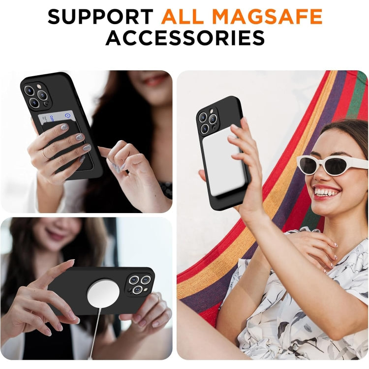 For iPhone 14 Plus Silicone Suction Cup MagSafe Phone Case with Screen Film(Black) - iPhone 14 Plus Cases by buy2fix | Online Shopping UK | buy2fix