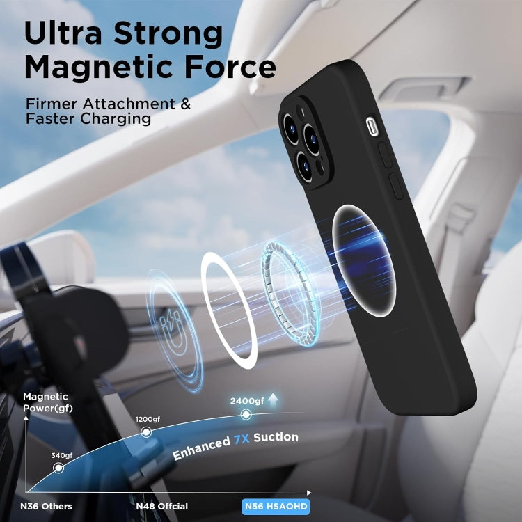 For iPhone 14 Plus Silicone Suction Cup MagSafe Phone Case with Screen Film(Black) - iPhone 14 Plus Cases by buy2fix | Online Shopping UK | buy2fix