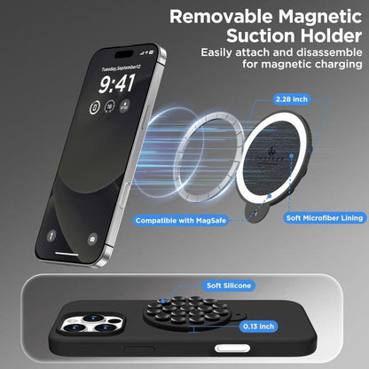For iPhone 16 Plus Silicone Suction Cup MagSafe Phone Case with Screen Film & Lens Film(Purple) - iPhone 16 Plus Cases by buy2fix | Online Shopping UK | buy2fix