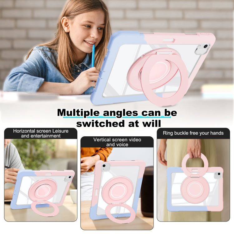 For iPad Air 11 2025 / 2024 / 10.9 2022 Crystal Armor PC Hybrid TPU Tablet Case with Pen Slot(Blue Pink) - iPad Air 11 2025 / 2024 Cases by buy2fix | Online Shopping UK | buy2fix