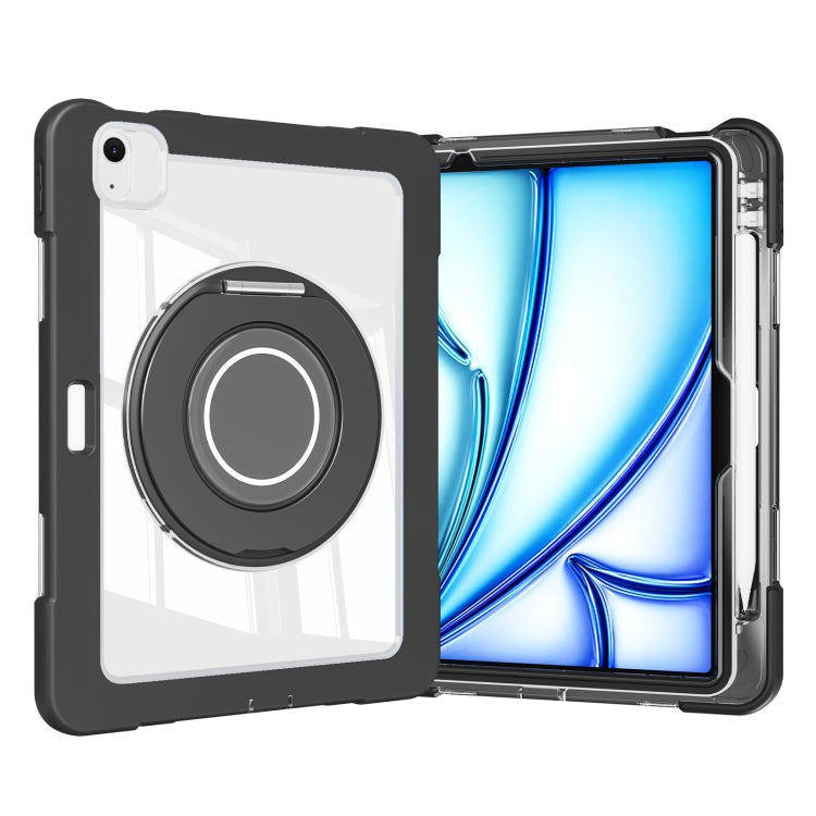 For iPad Air 11 2025 / 2024 / 10.9 2022 Crystal Armor PC Hybrid TPU Tablet Case with Pen Slot(Black) - iPad Air 11 2025 / 2024 Cases by buy2fix | Online Shopping UK | buy2fix