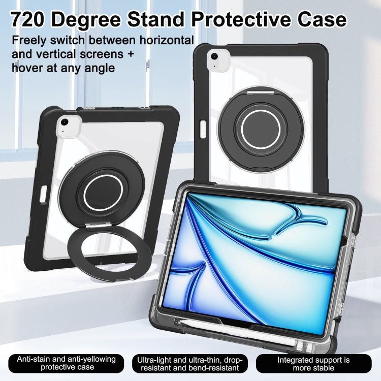 For iPad Air 11 2025 / 2024 / 10.9 2022 Crystal Armor PC Hybrid TPU Tablet Case with Pen Slot(Black) - iPad Air 11 2025 / 2024 Cases by buy2fix | Online Shopping UK | buy2fix