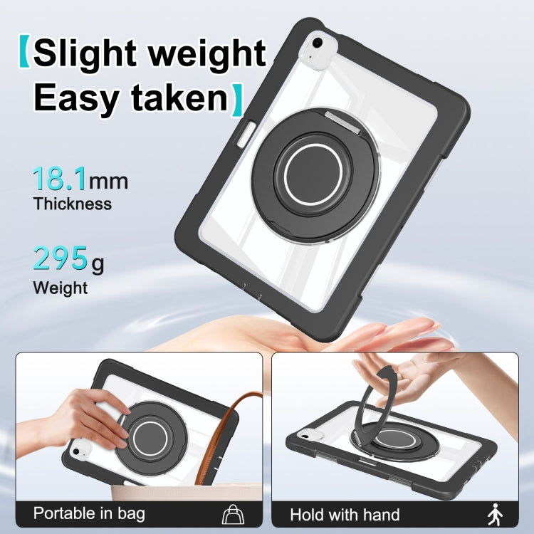 For iPad Air 11 2025 / 2024 / 10.9 2022 Crystal Armor PC Hybrid TPU Tablet Case with Pen Slot(Black) - iPad Air 11 2025 / 2024 Cases by buy2fix | Online Shopping UK | buy2fix