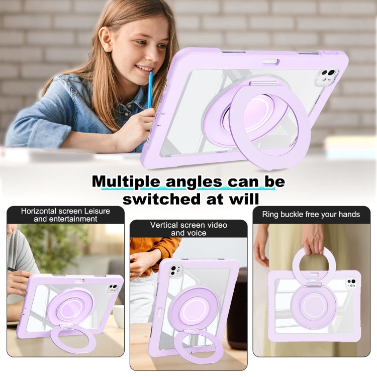For iPad Pro 11 2024 Crystal Armor PC Hybrid TPU Tablet Case with Pen Slot(Purple) - iPad Pro 11 2024 Cases by buy2fix | Online Shopping UK | buy2fix