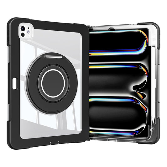 For iPad Pro 11 2024 Crystal Armor PC Hybrid TPU Tablet Case with Pen Slot(Black) - iPad Pro 11 2024 Cases by buy2fix | Online Shopping UK | buy2fix