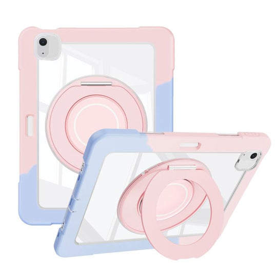 For iPad Air 13 2026 / 2025 / 2024 Crystal Armor PC Hybrid TPU Tablet Case with Pen Slot(Blue Pink)