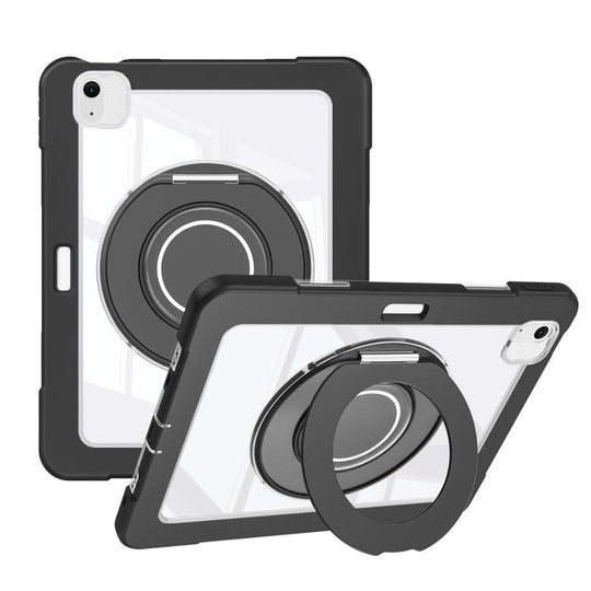 For iPad Air 13 2026 / 2025 / 2024 Crystal Armor PC Hybrid TPU Tablet Case with Pen Slot(Black)