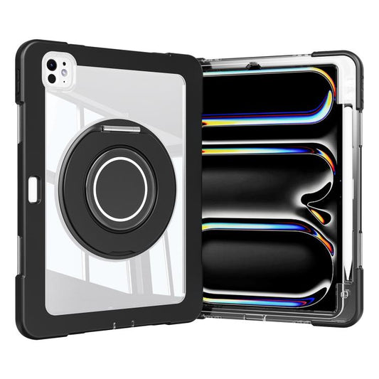 For iPad Pro 13 2024 Crystal Armor PC Hybrid TPU Tablet Case with Pen Slot(Black) - iPad Pro 13 2024 Cases by buy2fix | Online Shopping UK | buy2fix