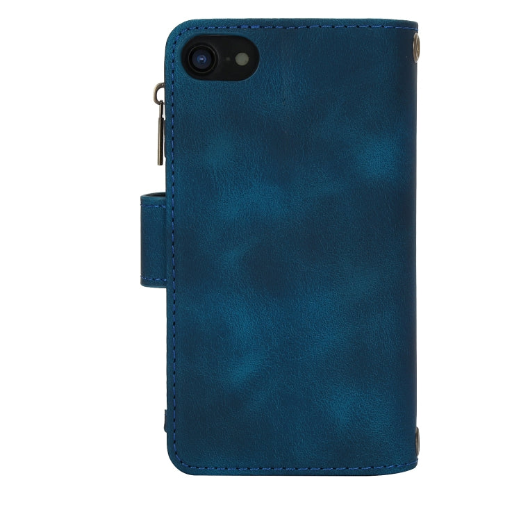 For iPhone 7 / 8 / SE 2022 Dream 9-Card Zipper Wallet RFID Leather Phone Case with Lanyard(Blue) - iPhone SE 2022 / 2020 / 8 / 7 Cases by buy2fix | Online Shopping UK | buy2fix