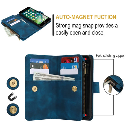 For iPhone 7 / 8 / SE 2022 Dream 9-Card Zipper Wallet RFID Leather Phone Case with Lanyard(Blue) - iPhone SE 2022 / 2020 / 8 / 7 Cases by buy2fix | Online Shopping UK | buy2fix