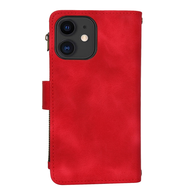 For iPhone 11 Dream 9-Card Zipper Wallet RFID Leather Phone Case with Lanyard(Red) - iPhone 11 Cases by buy2fix | Online Shopping UK | buy2fix