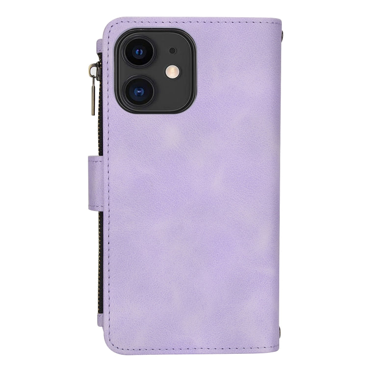 For iPhone 11 Dream 9-Card Zipper Wallet RFID Leather Phone Case with Lanyard(Purple) - iPhone 11 Cases by buy2fix | Online Shopping UK | buy2fix