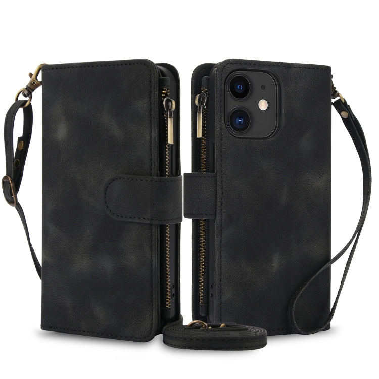 For iPhone 11 Dream 9-Card Zipper Wallet RFID Leather Phone Case with Lanyard(Black) - iPhone 11 Cases by buy2fix | Online Shopping UK | buy2fix