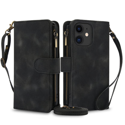 For iPhone 11 Dream 9-Card Zipper Wallet RFID Leather Phone Case with Lanyard(Black) - iPhone 11 Cases by buy2fix | Online Shopping UK | buy2fix